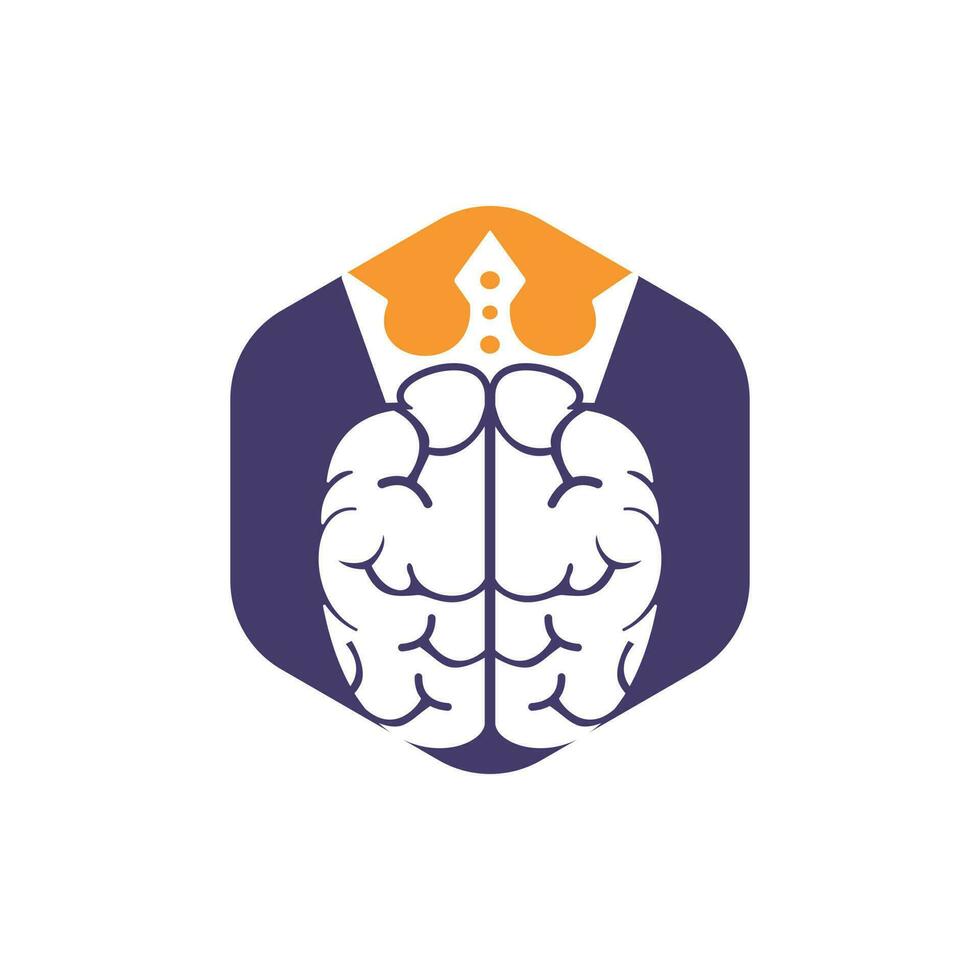 Smart king vector logo design. Human brain with crown icon design.