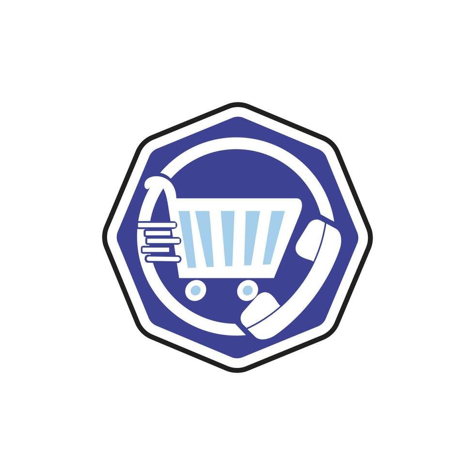 Shopping call vector logo design template illustration. Shopping cart and handset icon.