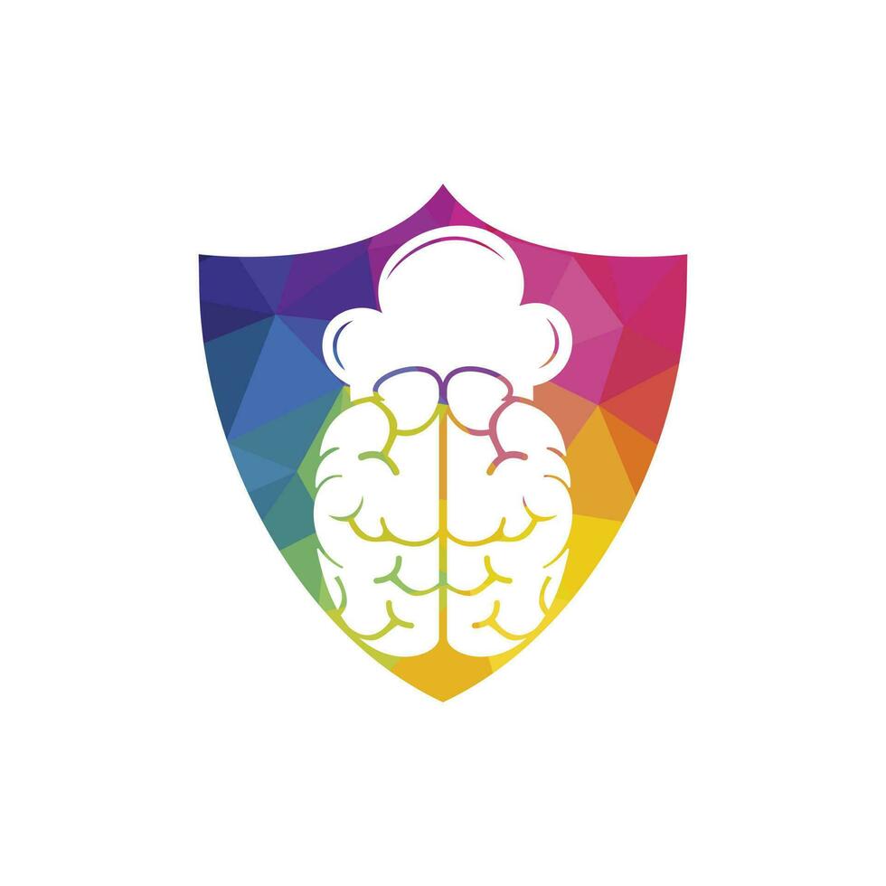 concepto de diseño de logotipo de vector de chef inteligente. icono de cerebro y sombrero de chef.