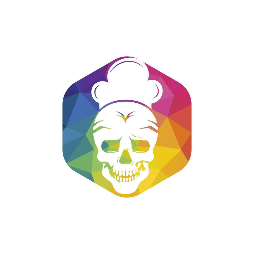 Skull chef vector logo design template. Vector graphics of skull head chef hat combination.