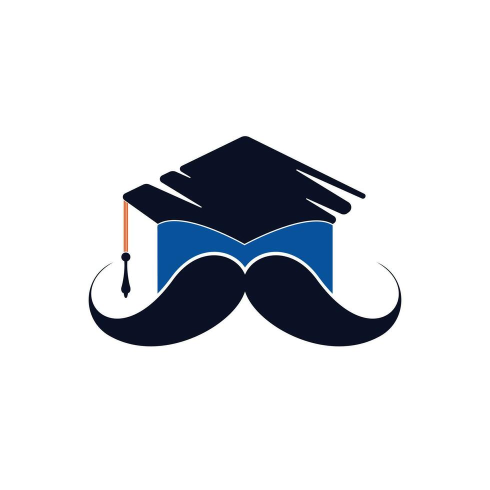 plantilla de diseño de logotipo de educación sólida. graduación de sombrero con diseño de icono de bigote. vector