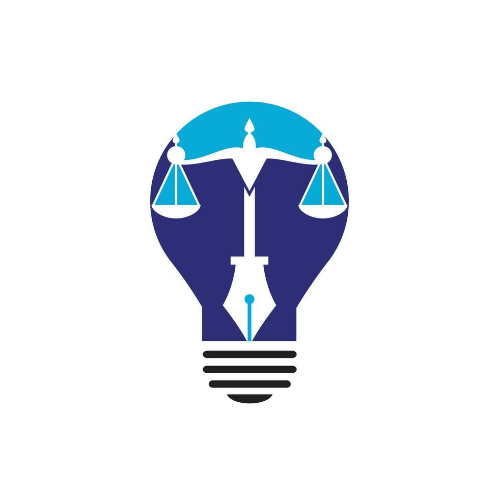 Law logo vector with judicial balance symbolic of justice scale in a pen nib. Logo vector for law, court, justice services and firms.