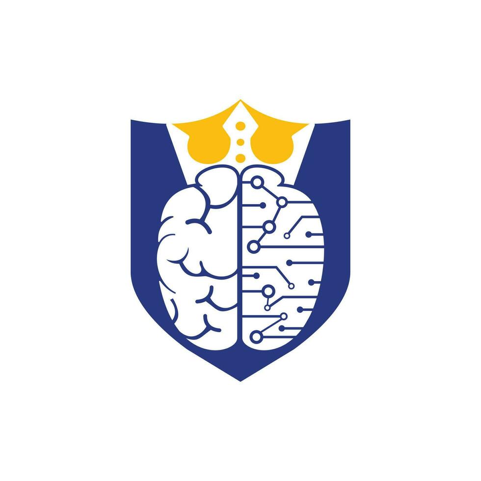 Smart king vector logo design. Human brain with crown icon design.