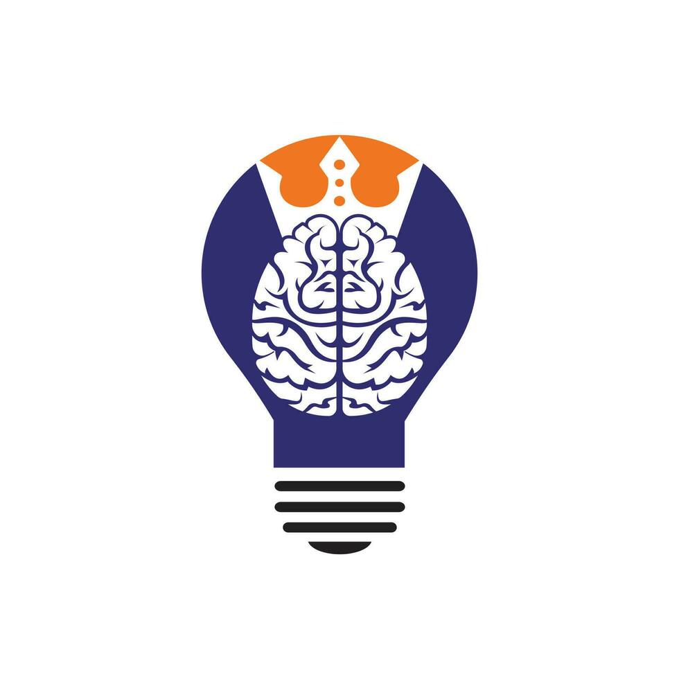 Smart king vector logo design. Human brain with crown icon design.
