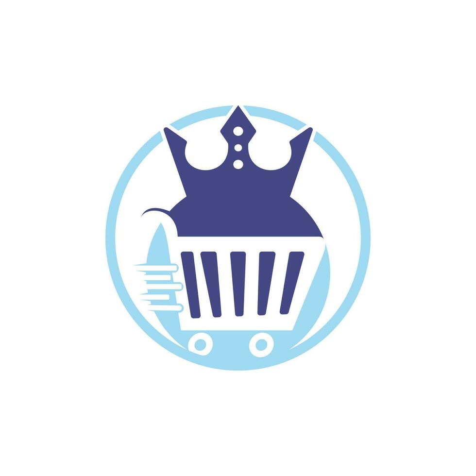 Shopping king vector logo design template. Shopping cart with crown icon logo design.