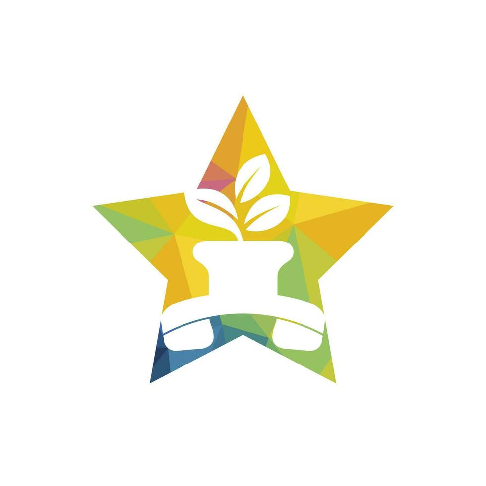 Nature call vector logo design. Handset with flower pot icon design template.