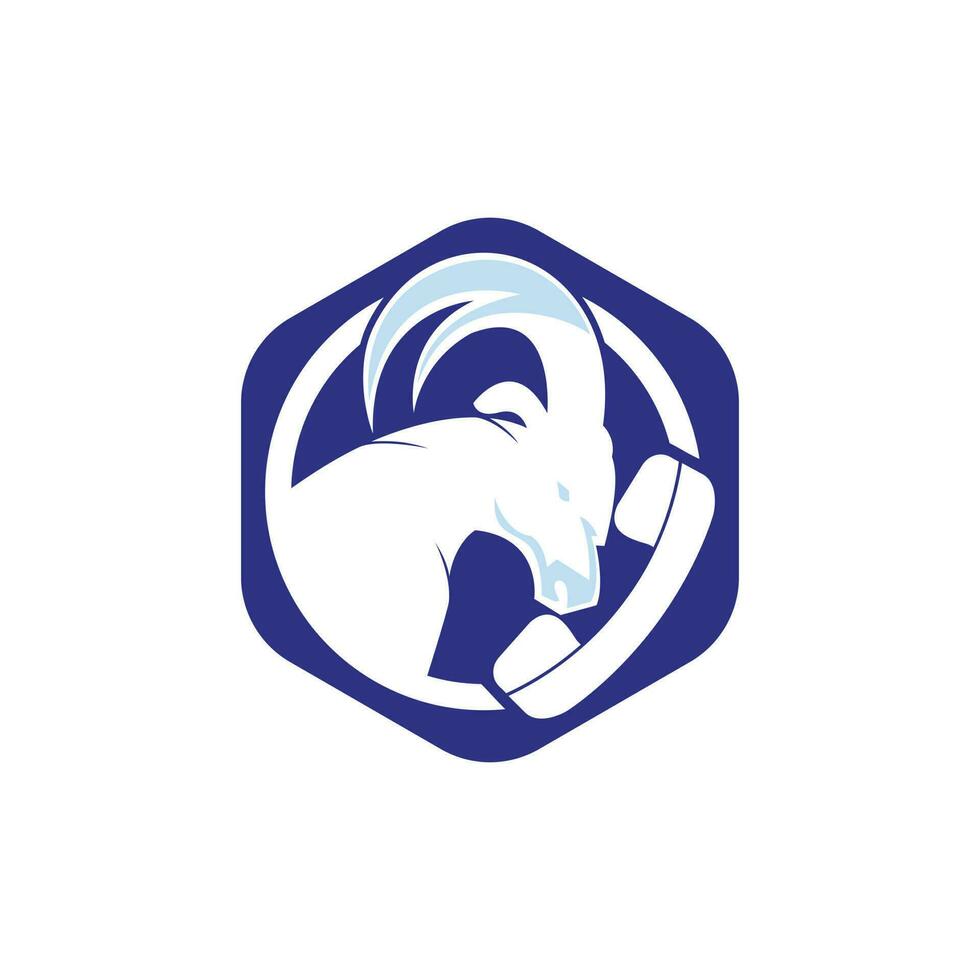 Handset with goat icon vector logo design template.