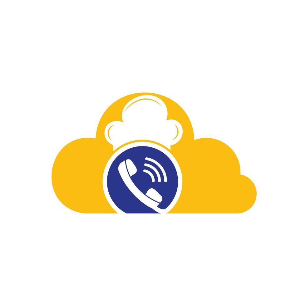 Phone chef vector logo design. Handset and chef hat icon design.