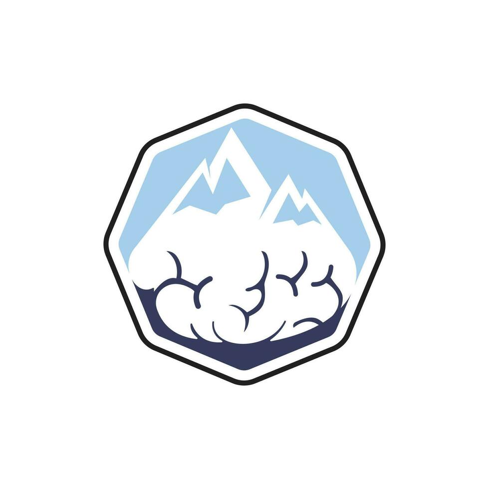 Brain mountain vector logo design template.