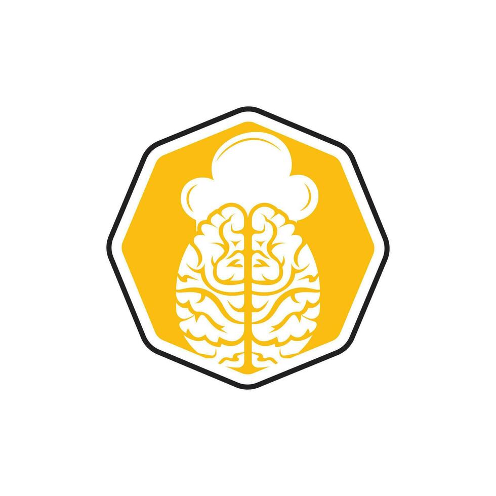 Smart chef vector logo design concept. Brain and chef hat icon.