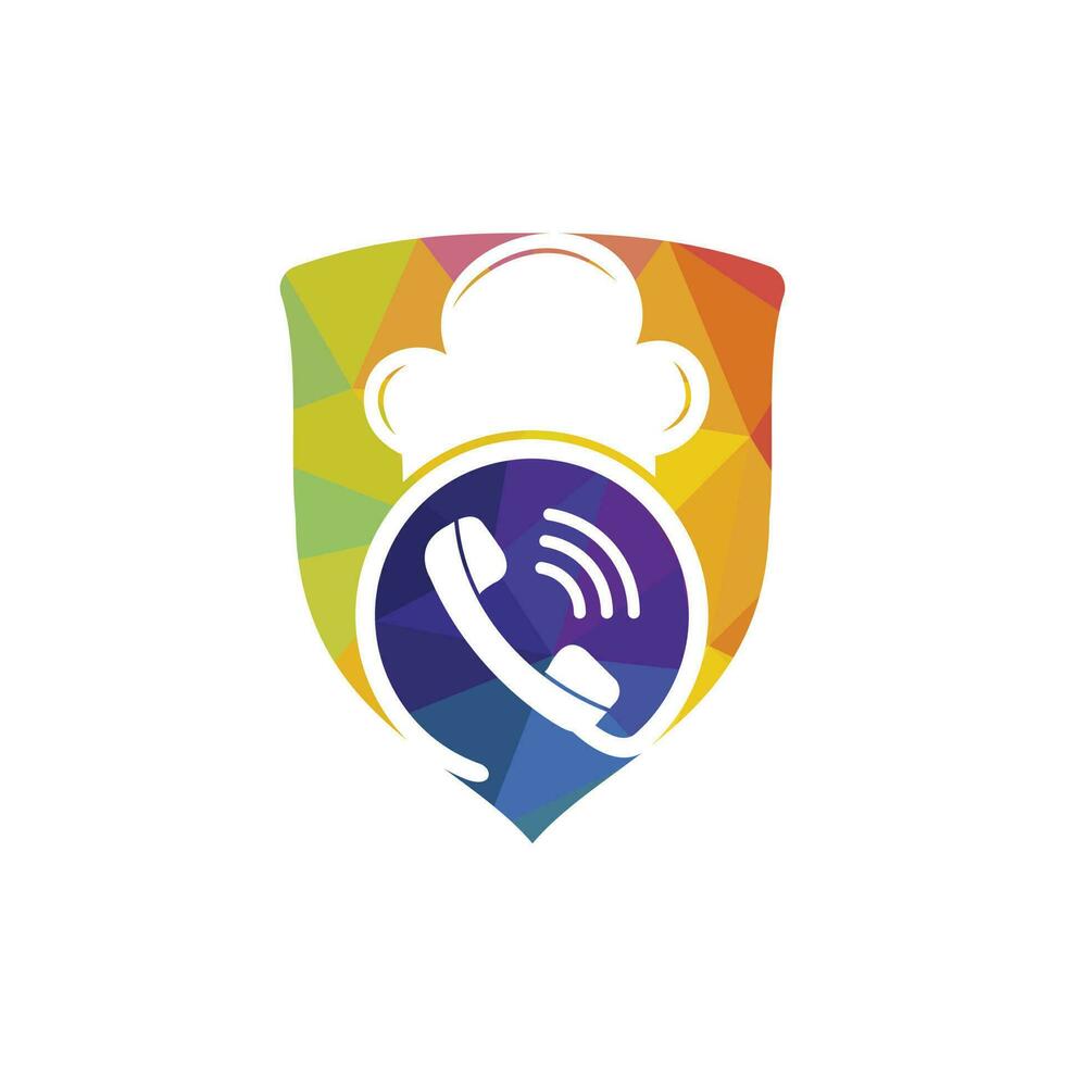 Phone chef vector logo design. Handset and chef hat icon design.