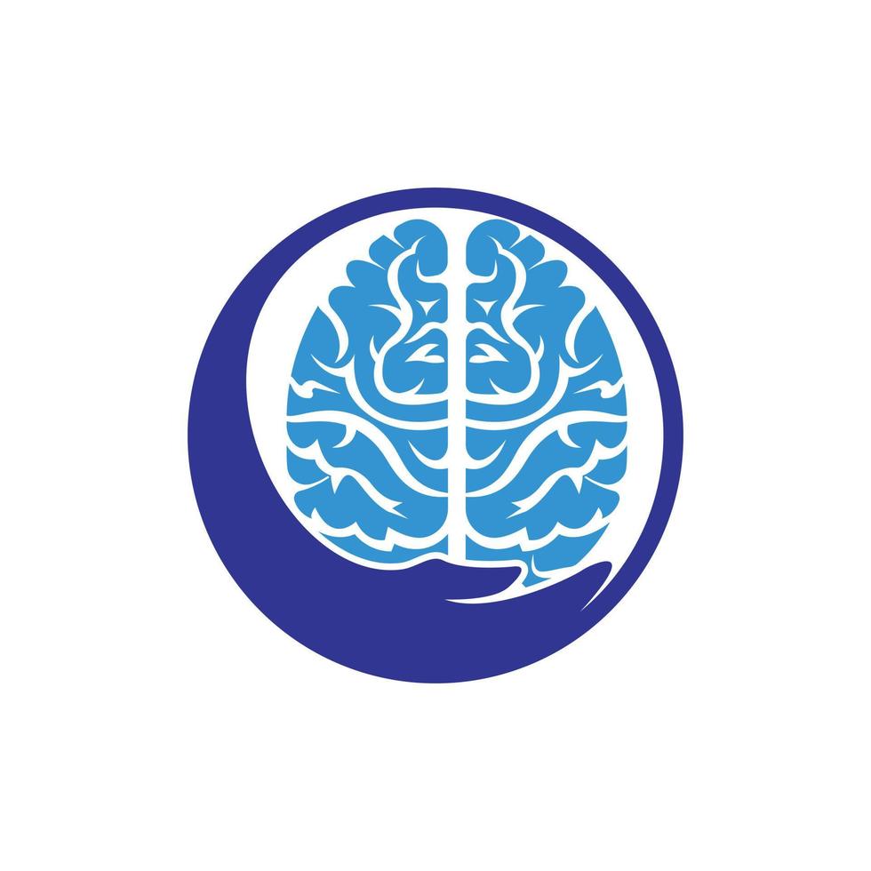 cerebro cuidado vector logo diseño. humano cerebro con mano icono logo diseño.