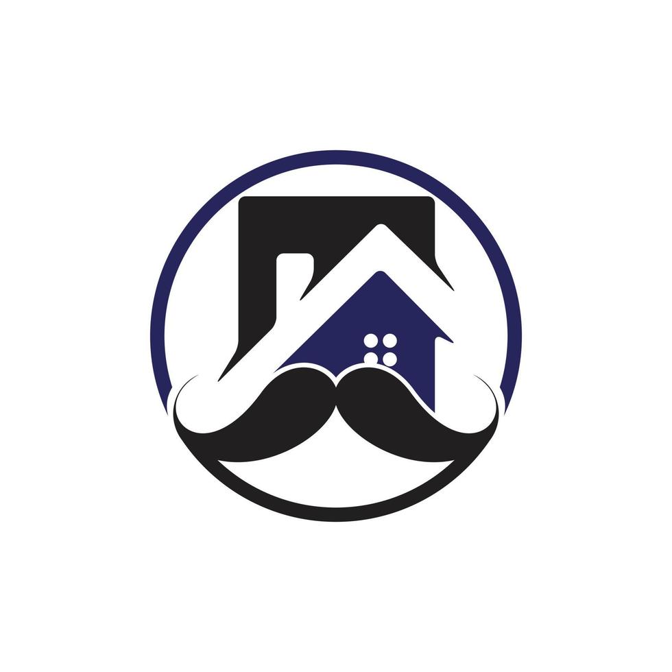 diseño de logotipo de vector de casa de bigote. concepto de diseño de logotipo de casa fuerte.