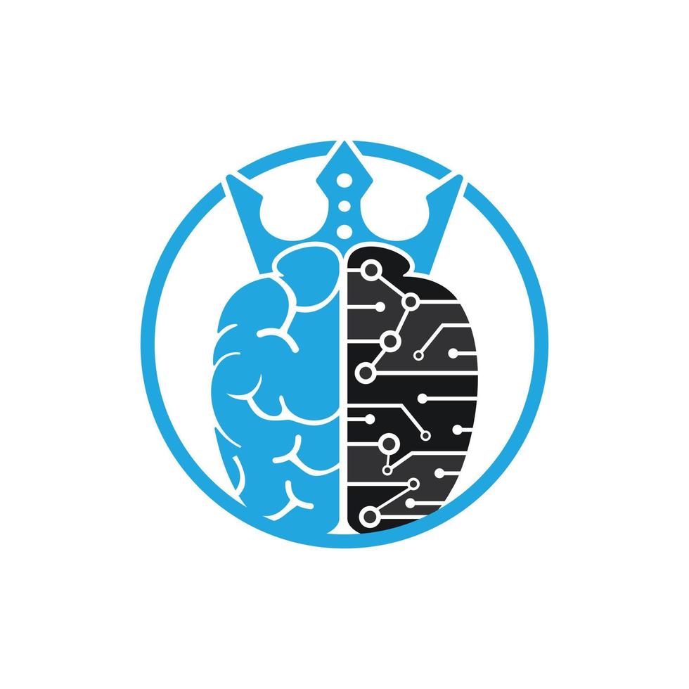 Smart king vector logo design. Human brain with crown icon design.