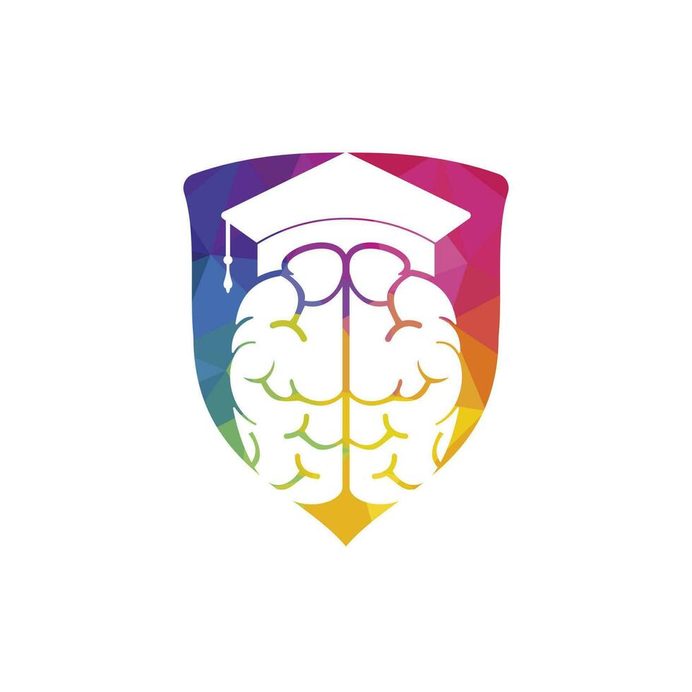 Brain and graduation cap icon design. Educational and institutional logo design. vector