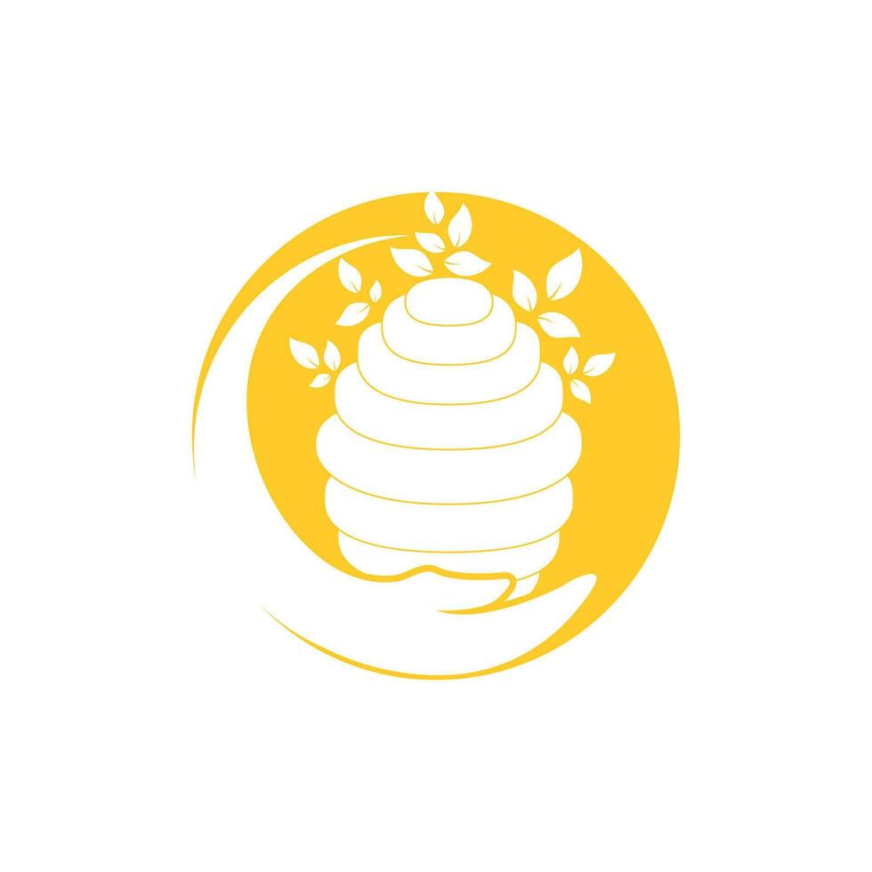 Honey care vector logo design concept. Honeycomb logo design template.