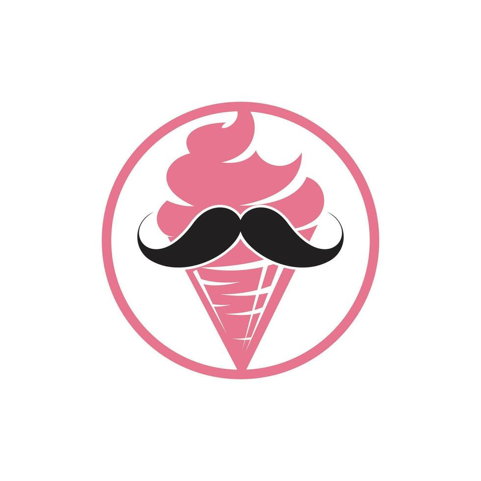 Mister ice cream vector logo design. Ice cream with mustache icon logo design.