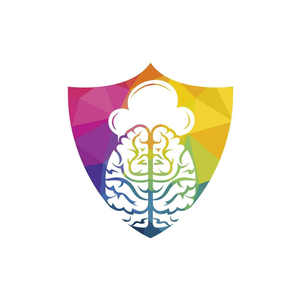 Smart chef vector logo design concept. Brain and chef hat icon.