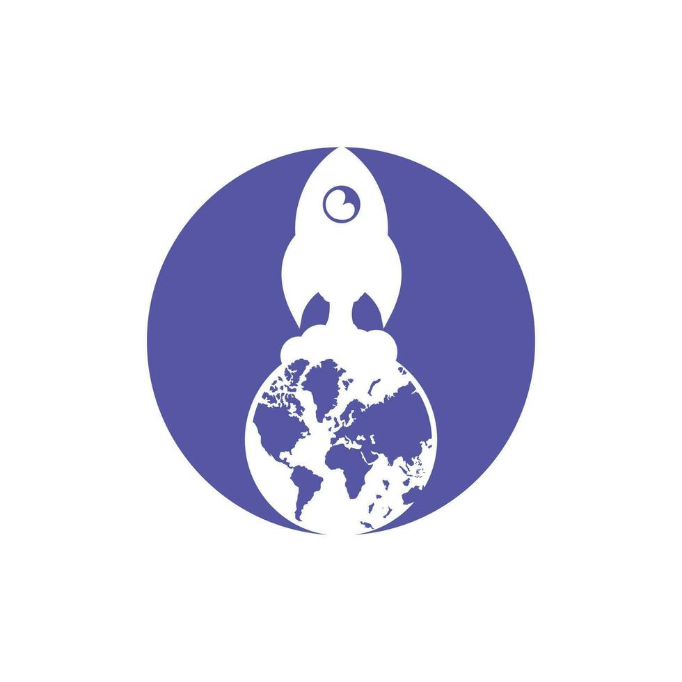 Globe rocket vector logo design template. Fast connect logo concept.