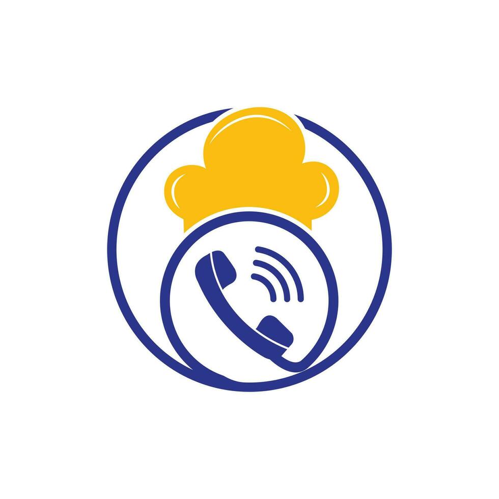 diseño de logotipo de vector de chef de teléfono. diseño de icono de sombrero de chef y auricular.