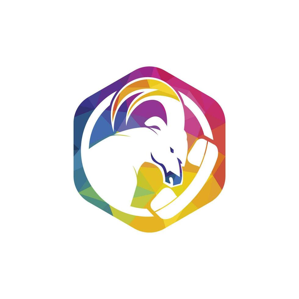 Handset with goat icon vector logo design template.
