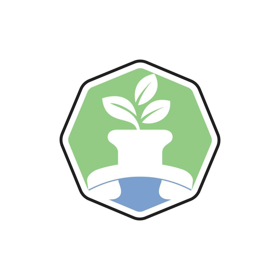 Nature call vector logo design. Handset with flower pot icon design template.