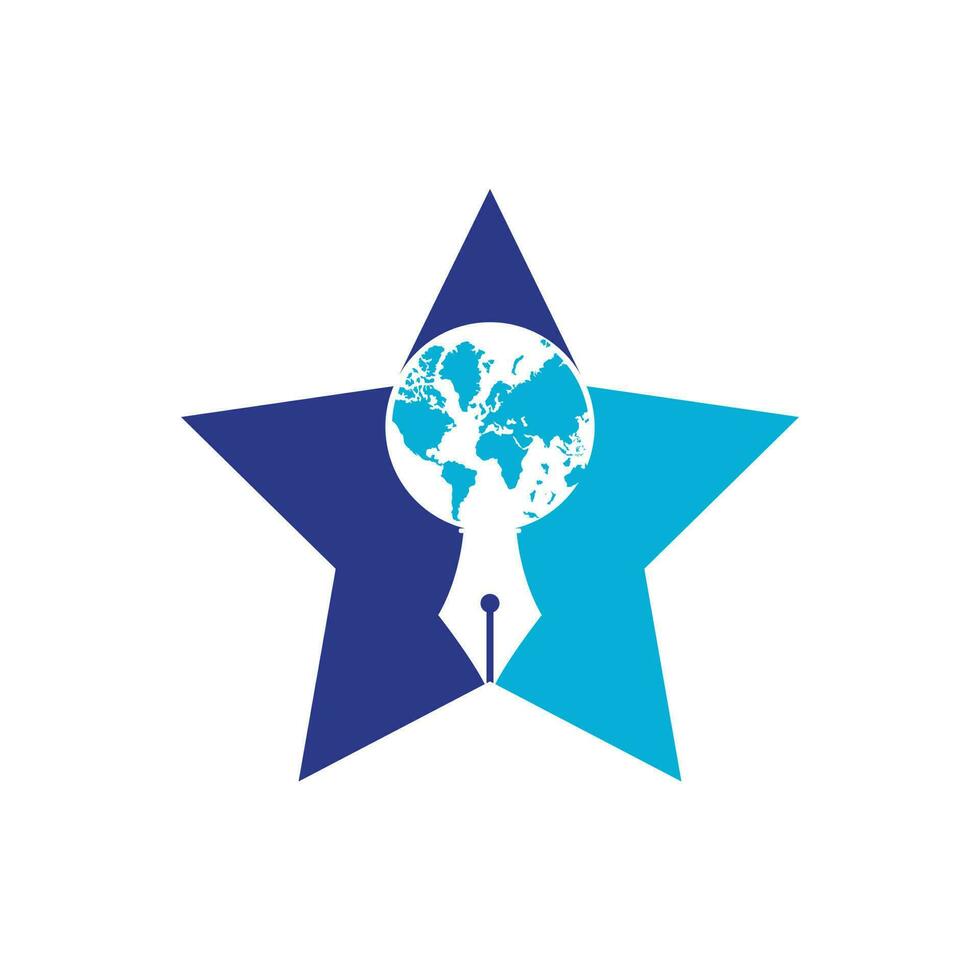 Pen nib and globe logo vector. Education Logo. Institutional and educational vector logo design.