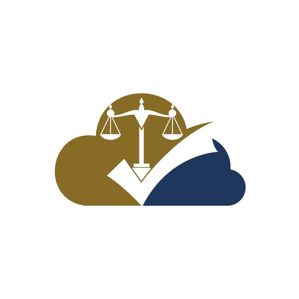 Law firm vector logo design. Law scale with check sign icon vector design.
