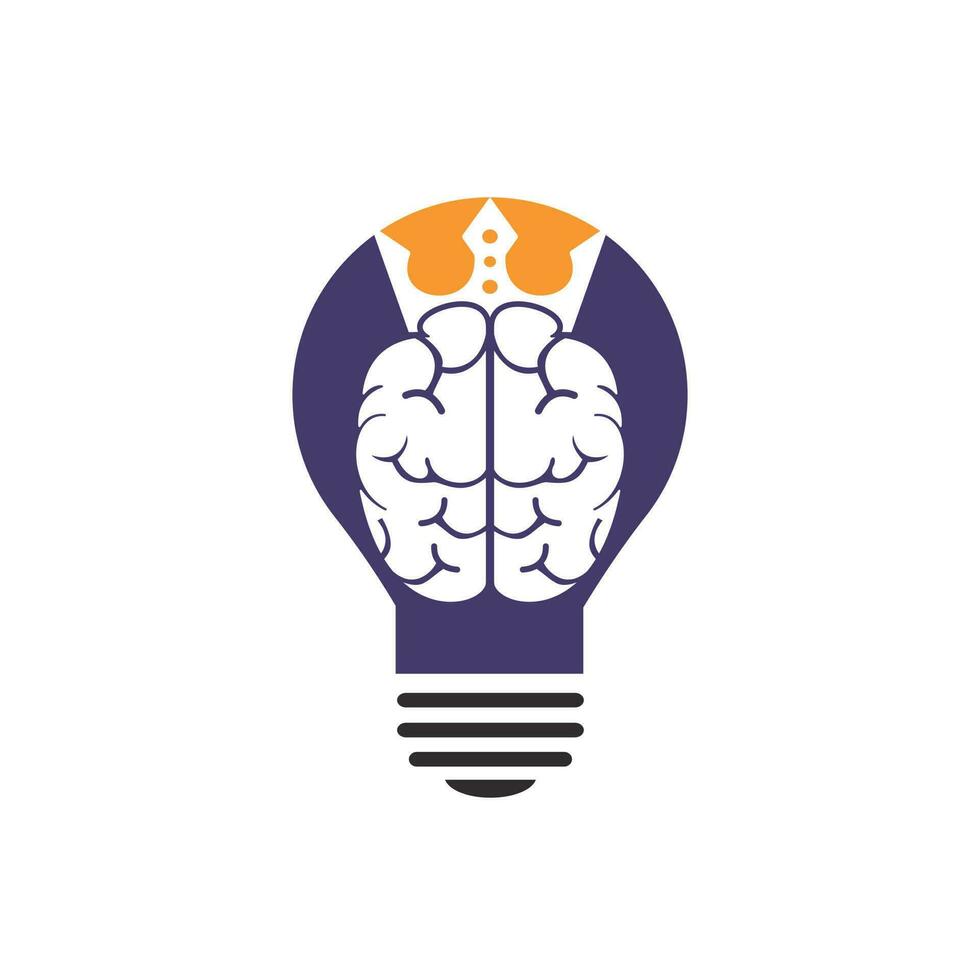 Smart king vector logo design. Human brain with crown icon design.