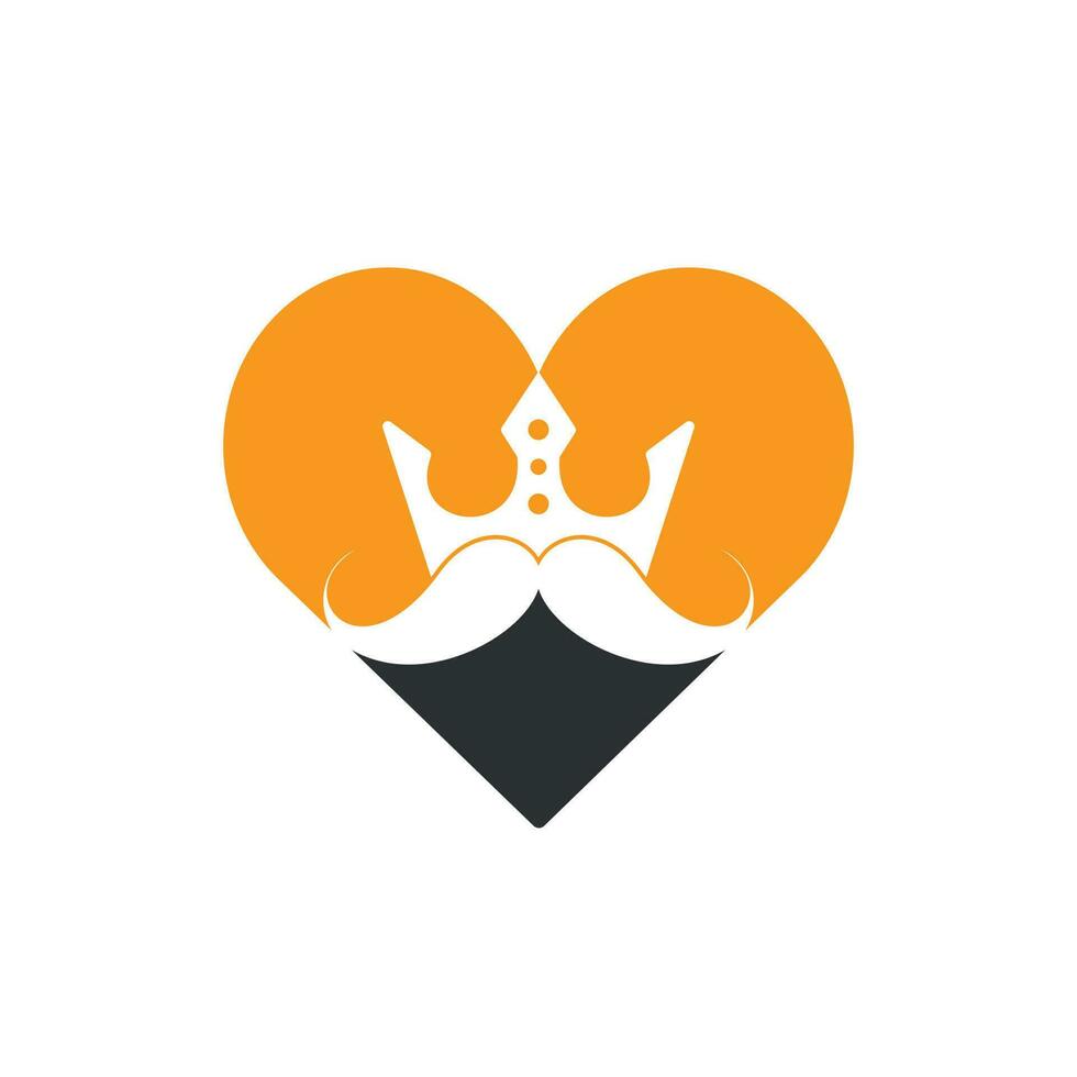 diseño del logotipo del vector del rey del bigote. elegante logotipo de corona de bigote con estilo.