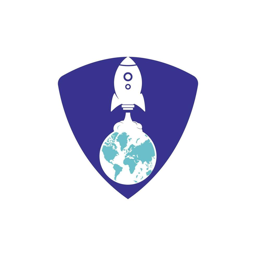 Globe rocket vector logo design template. Fast connect logo concept.