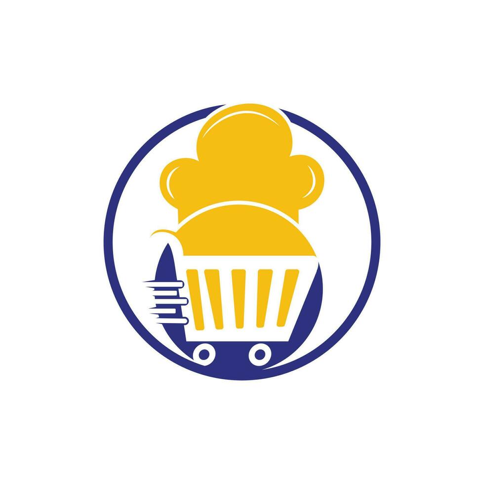 carrito de compras de negocios de ilustración con plantilla de diseño de logotipo de signo de sombrero de chef. vector