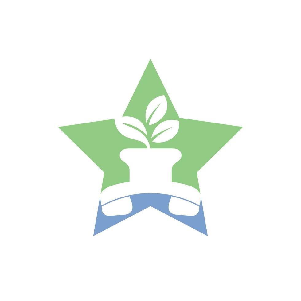 Nature call vector logo design. Handset with flower pot icon design template.