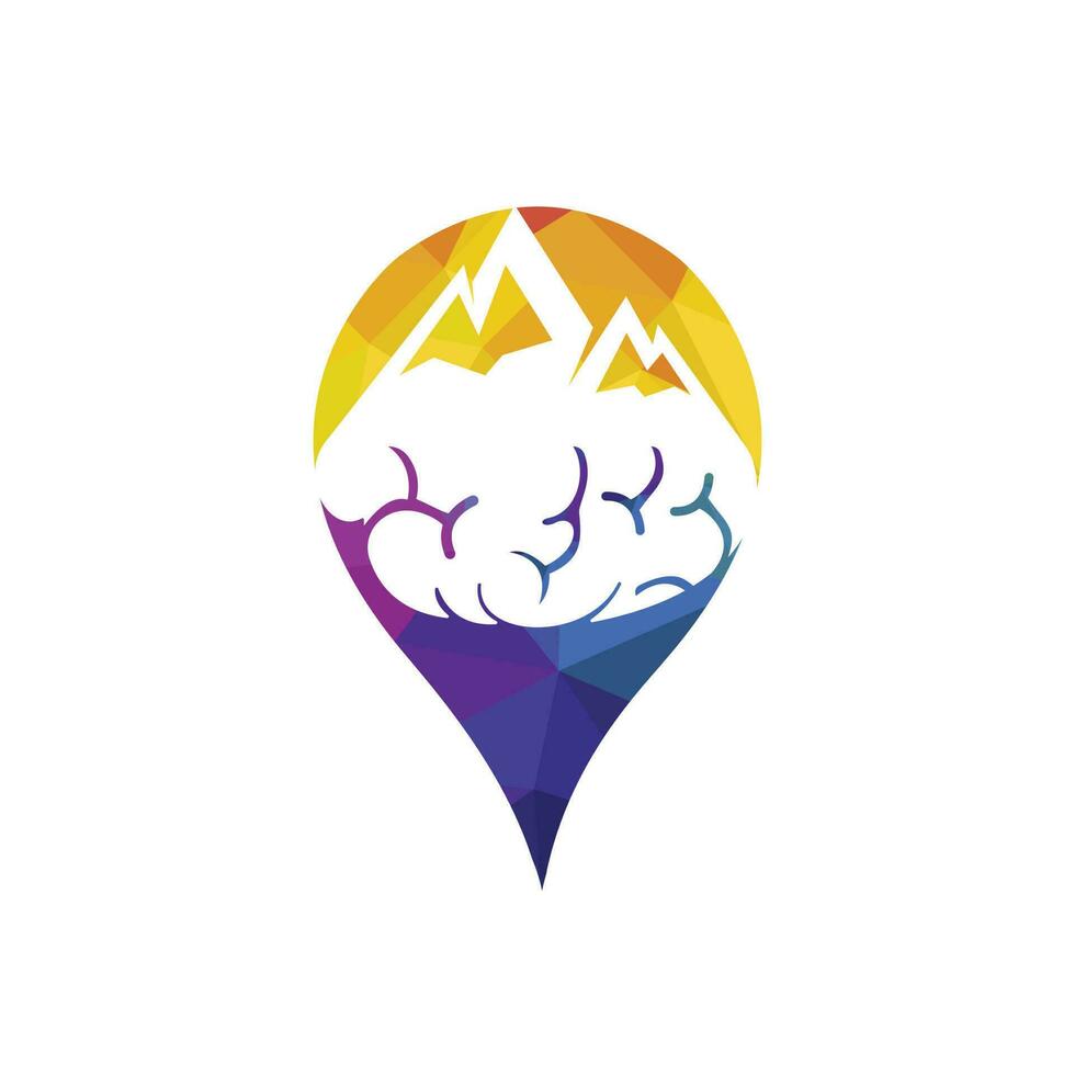 Brain mountain vector logo design template.