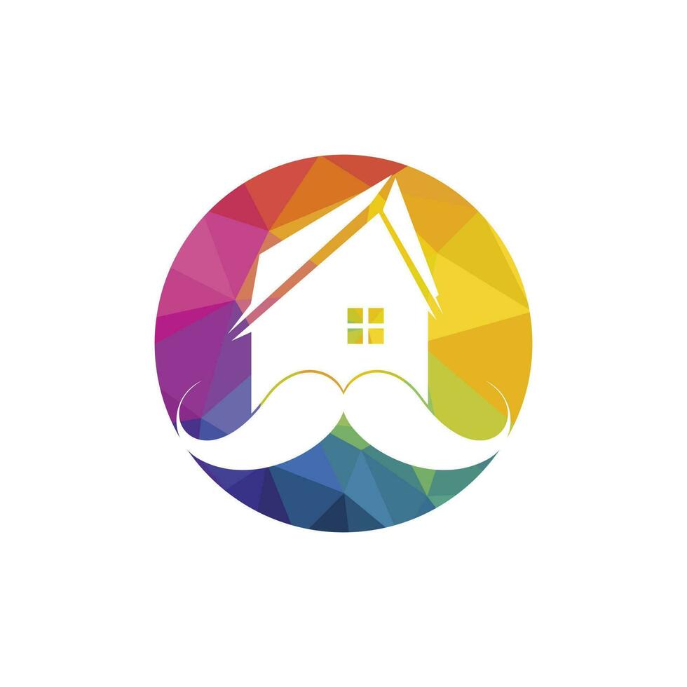 Mustache home vector logo design. Strong house logo design concept.