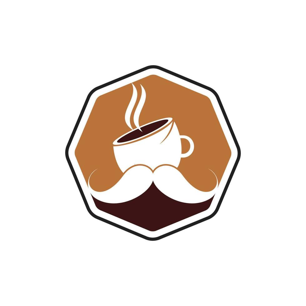 Mustache coffee vector logo design template. Creative coffee shop logo concept.