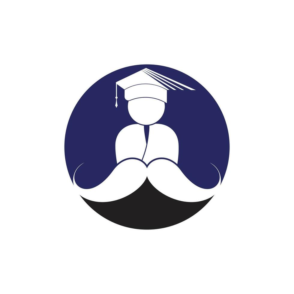 Strong education logo design template. Student with mustache icon design. vector