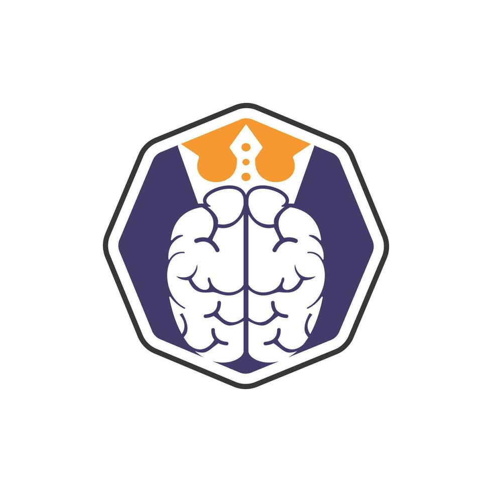 Smart king vector logo design. Human brain with crown icon design.