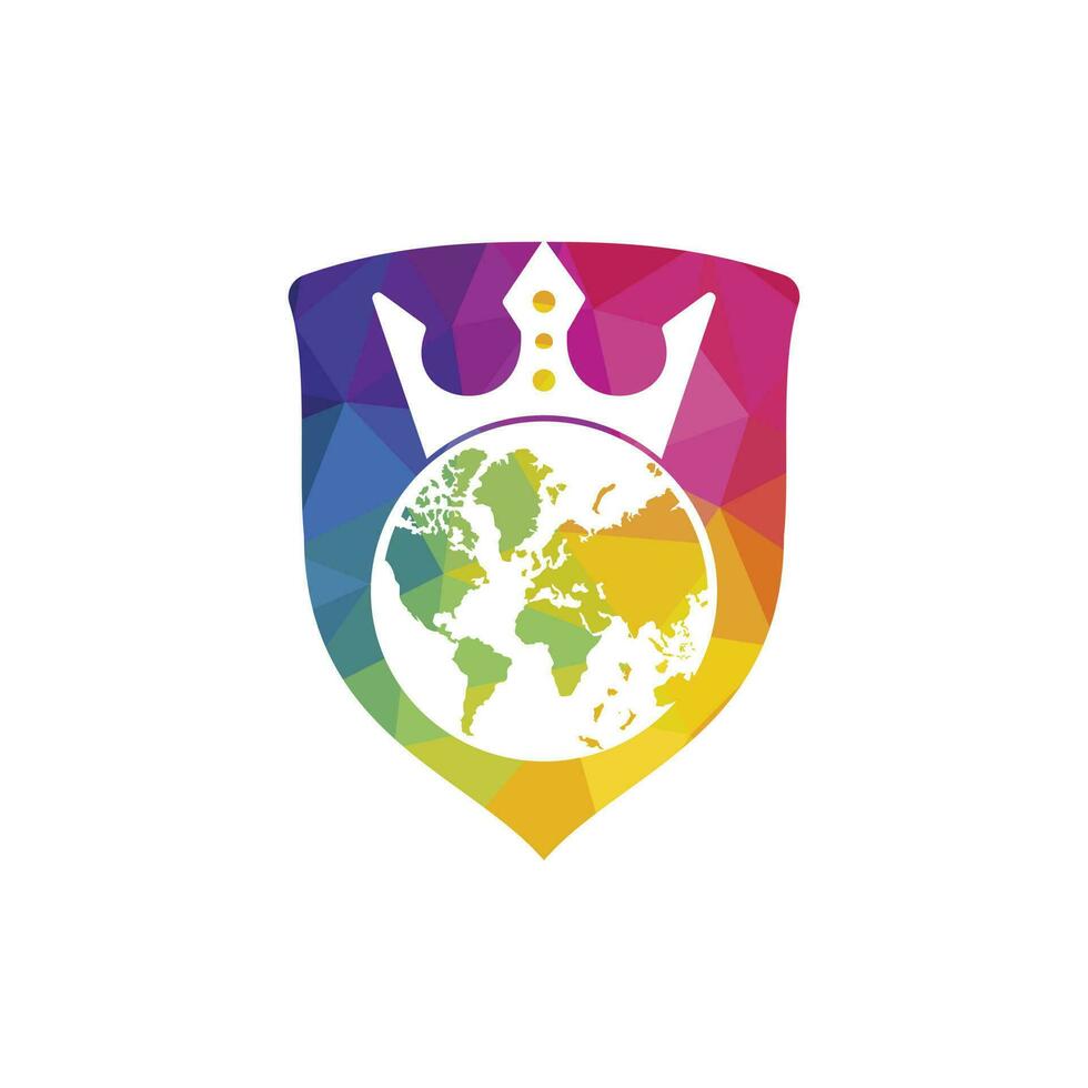 King Planet Vector Logo Design. Globe King Logo Icon Design.