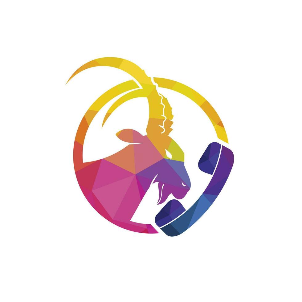 Handset with goat icon vector logo design template.