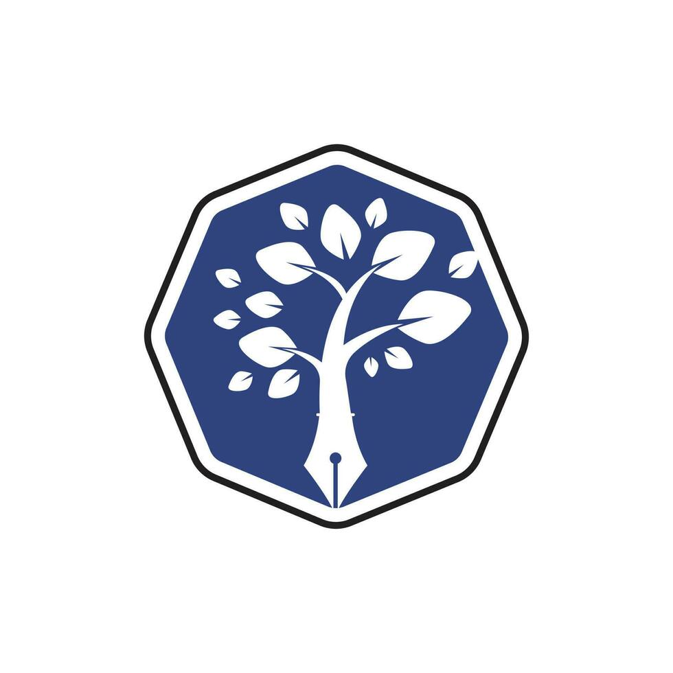 plantilla de diseño de logotipo de vector de pluma de árbol. escritor y concepto de logotipo de la naturaleza.