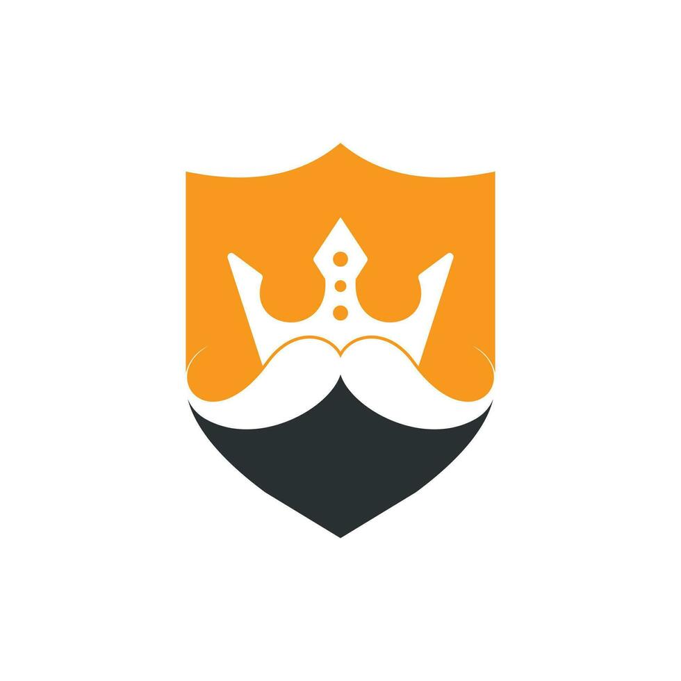 diseño del logotipo del vector del rey del bigote. elegante logotipo de corona de bigote con estilo.