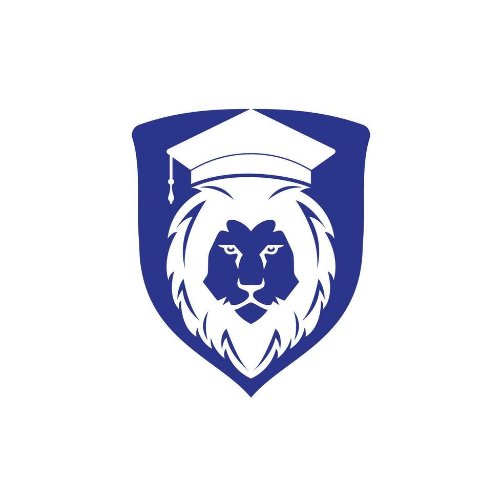 Lion Student vector logo design. Lion academy logo concept.