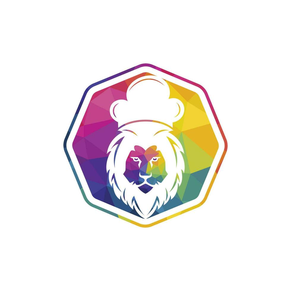 Chef lion vector logo design template. Food restaurant logo concept.