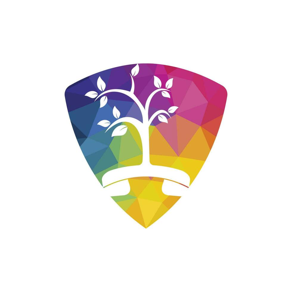 Nature call vector logo design. Handset tree icon design template.