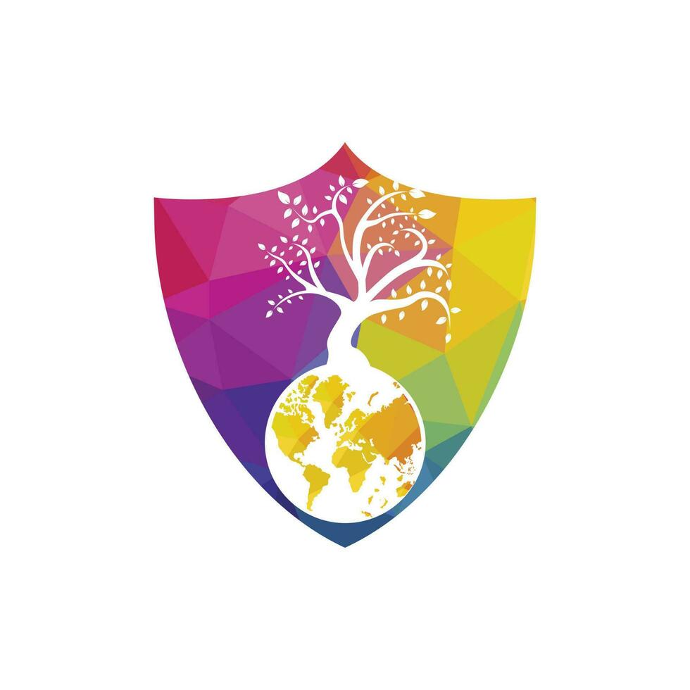 Globe tree vector logo design template. Planet and eco symbol or icon.