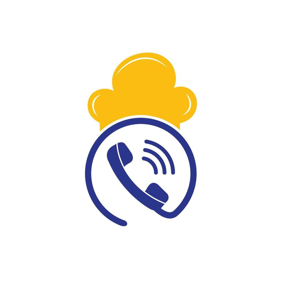 diseño de logotipo de vector de chef de teléfono. diseño de icono de sombrero de chef y auricular.