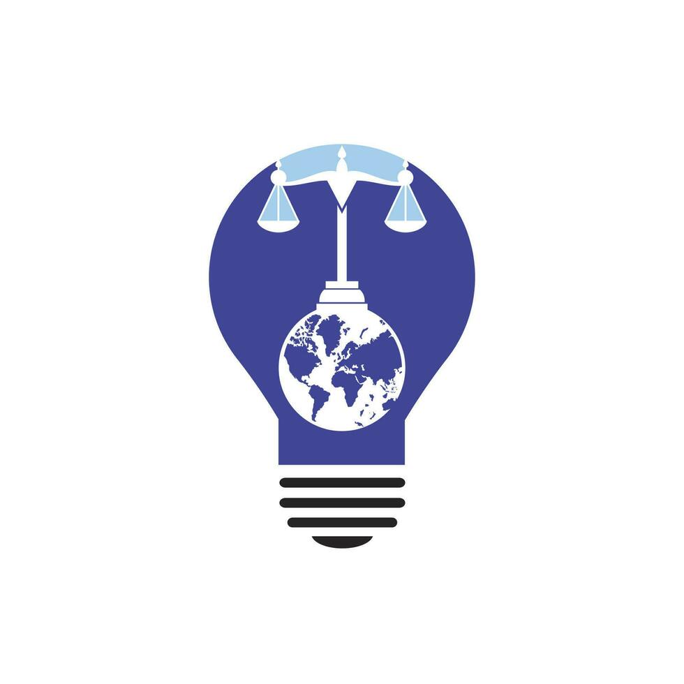 International tribunal and Supreme court logo concept. Scales on globe icon design. vector