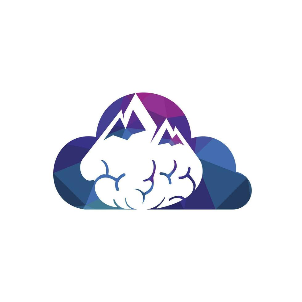 Brain mountain vector logo design template.