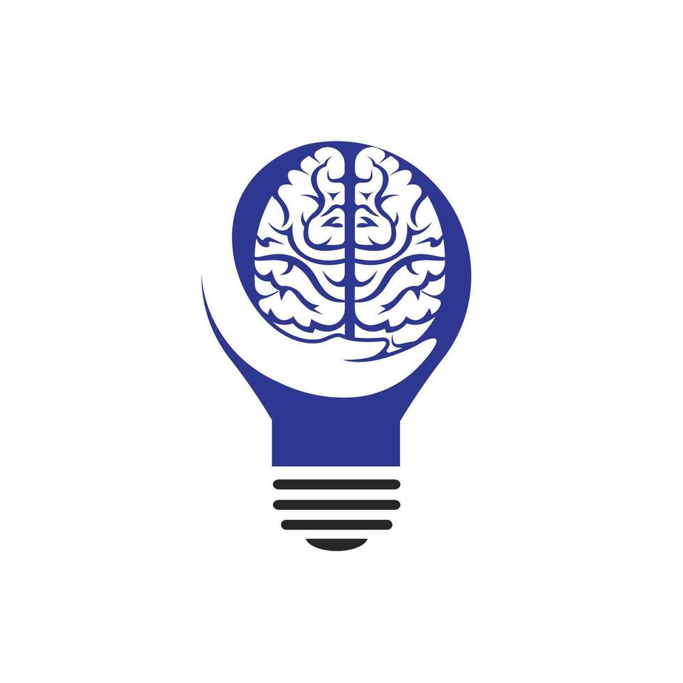 Brain care vector logo design. Human brain with hand icon logo design.